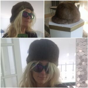 Real Mink Fur Cap Brimmed Vintage Hat
